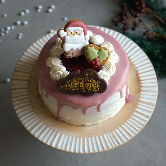 赤い実のクリスマスケーキ サンタのアイシングクッキー付き4号◎冷凍便