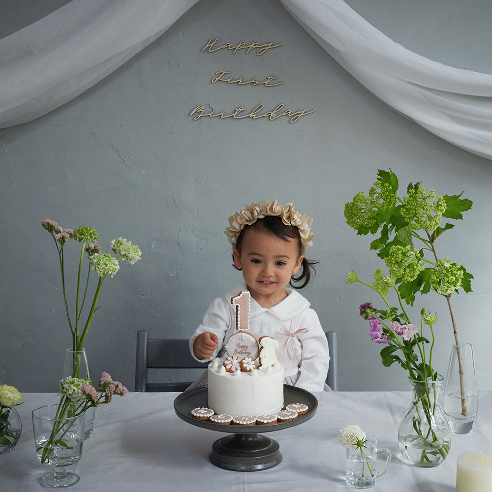 バースデーアイシングクッキー&ピンクケーキセット くま ◎ / 名入れ