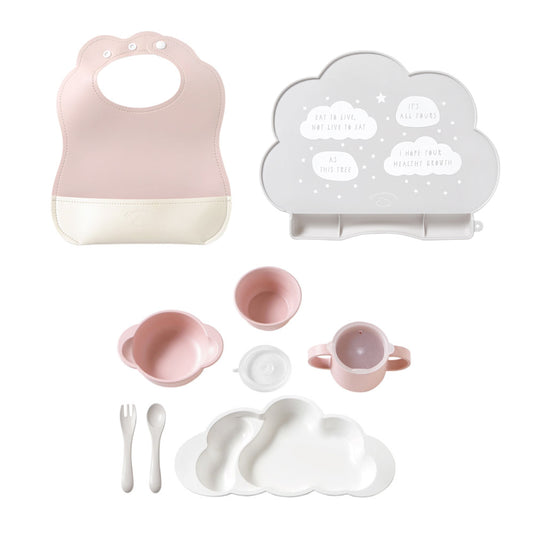 mamamanma マママンマグランデ&マロービブ お食事3点セット ピンク