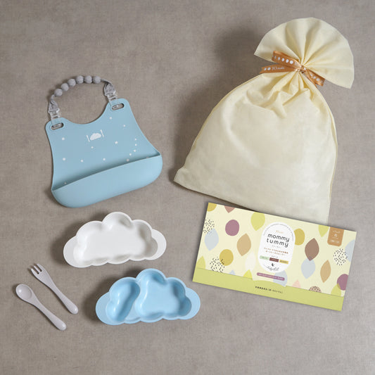ママお疲れ様ギフトセット スムージー&離乳食食器 ブルー / 出産祝い お食事