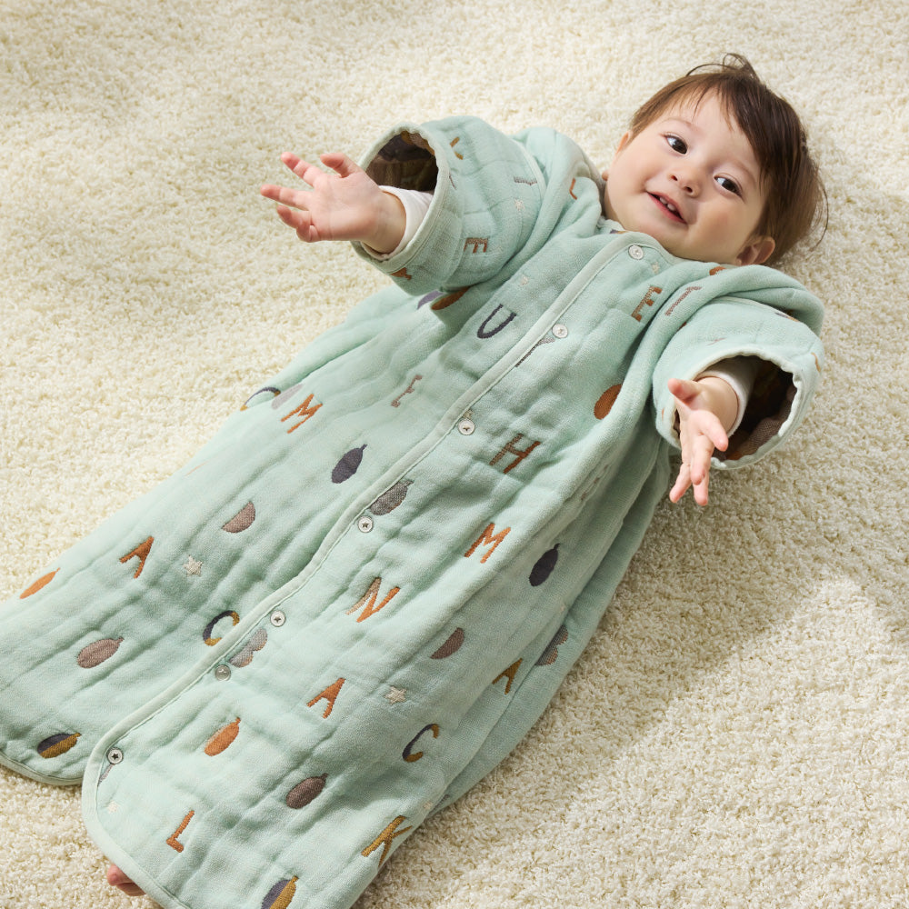 コットンウール6wayスリーパー ミント / 名入れ刺繍可