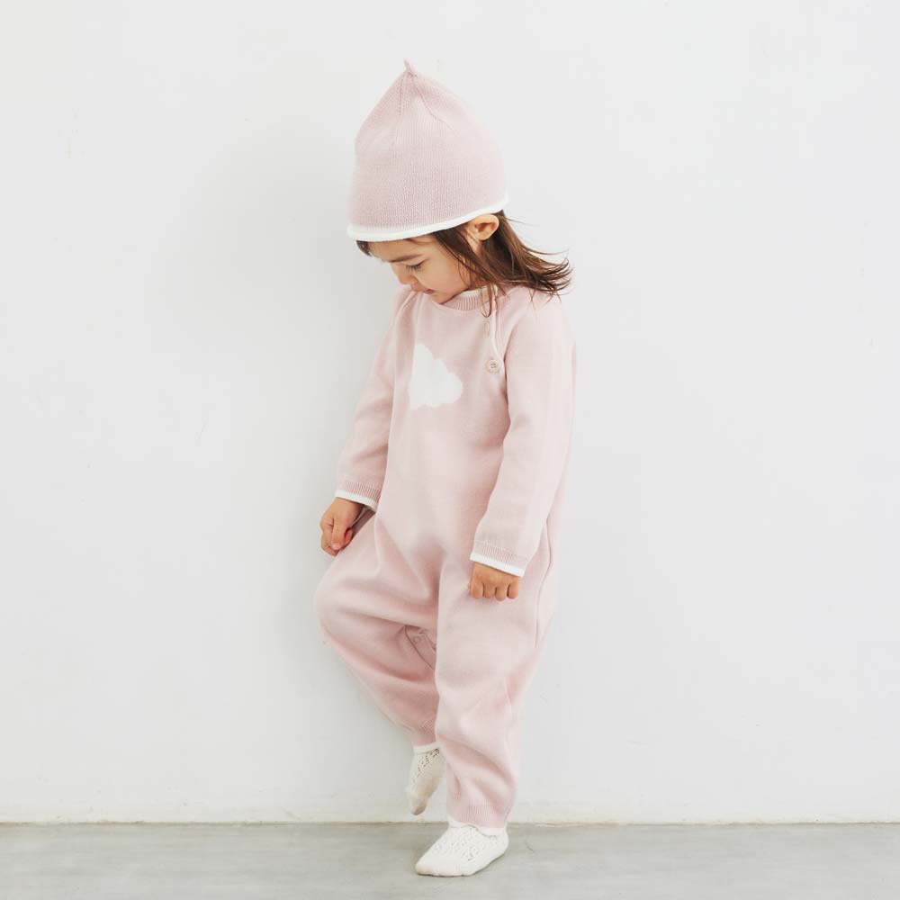 フェザーコットン ベビー帽 パウダーブルー S・M