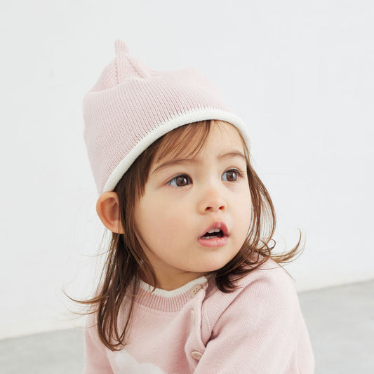 フェザーコットン ベビー帽 パウダーピンク S・M