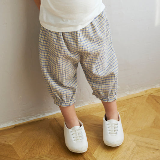 雲ポケットギンガムチェックバルーンパンツ ライトブルー 70-80・80-90・90-100・100-110cm