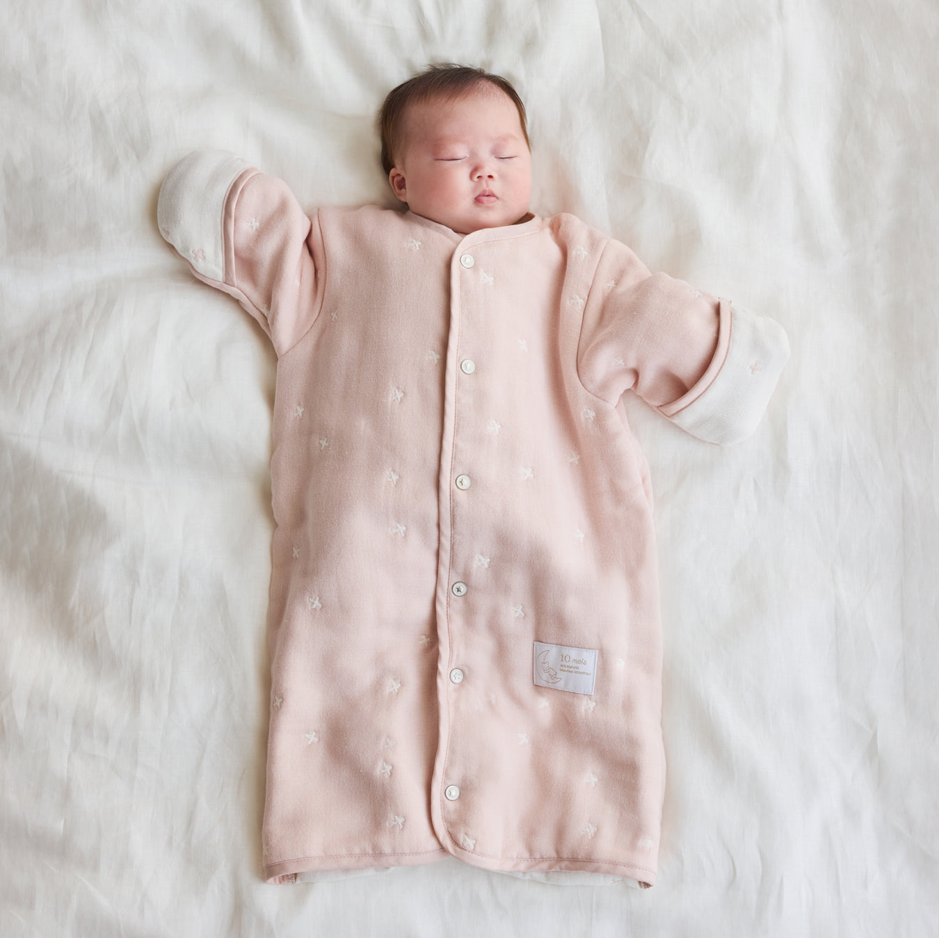 6wayスリーパーmini シェルピンク ふくふくガーゼ(6重ガーゼ) / 名入れ刺繍可