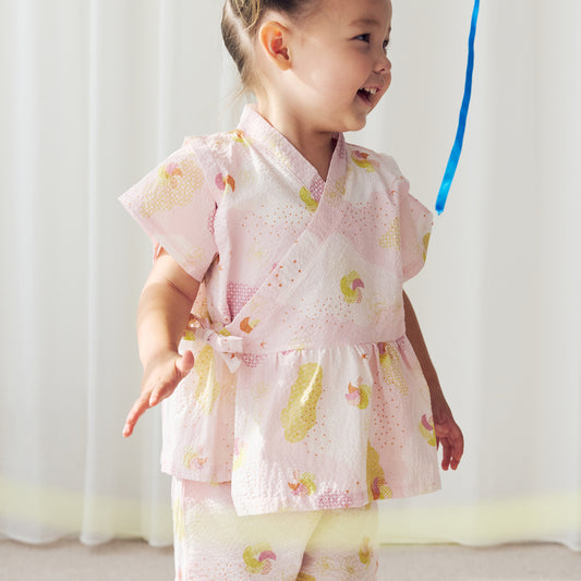 【予約】じんべいギャザーセパレート ピンク/nadeshiko_撫子 80-90cm・90-100cm