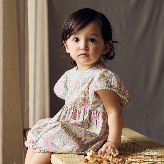 オーガニックコットンリバティロンパース ライトブルー 70・80cm