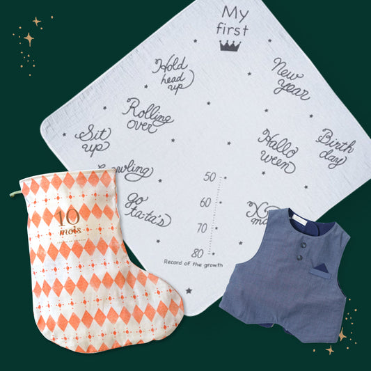 サンタのくつ下ギフトセット クリスマスフォトセット ブルー