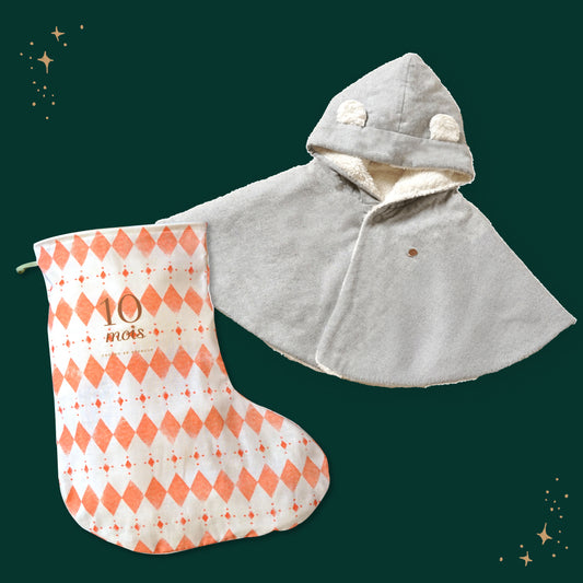 サンタのくつ下ギフトセット リバーシブルマント ねずみいろ