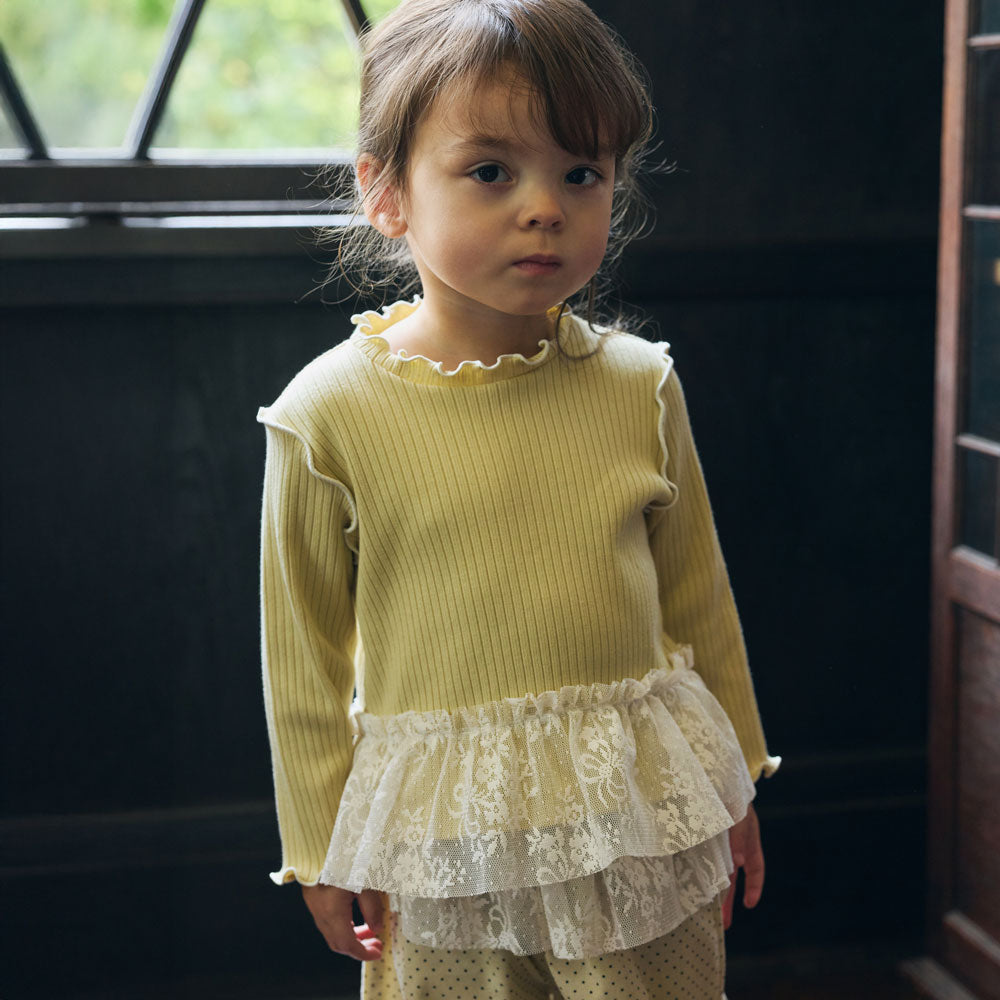 配色メロウLaceトップス イエロー 80・90・100・110cm – 10mois 公式