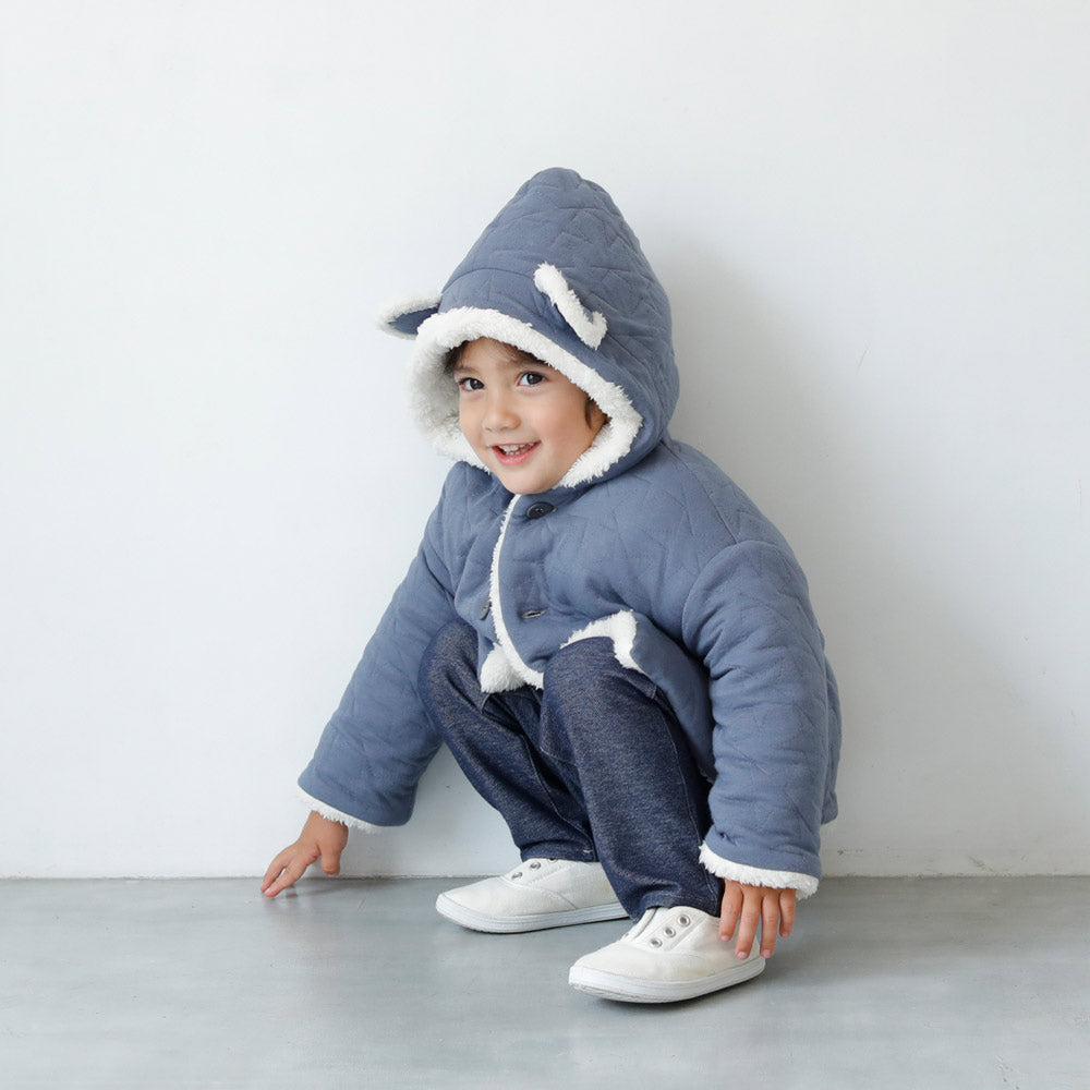 starキルト 耳つきコート ブルー 70-80cm / ギフト包装不可