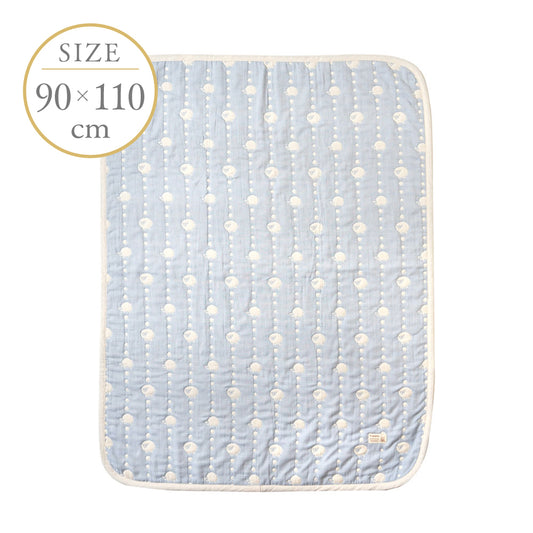 スカイブルー ガーゼケット(ベビーサイズ) ふくふくガーゼ(6重ガーゼ) / 名入れ刺繍可