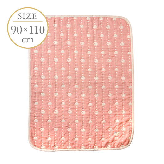 サーモンピンク ガーゼケット(ベビーサイズ) ふくふくガーゼ(6重ガーゼ) / 名入れ刺繍可