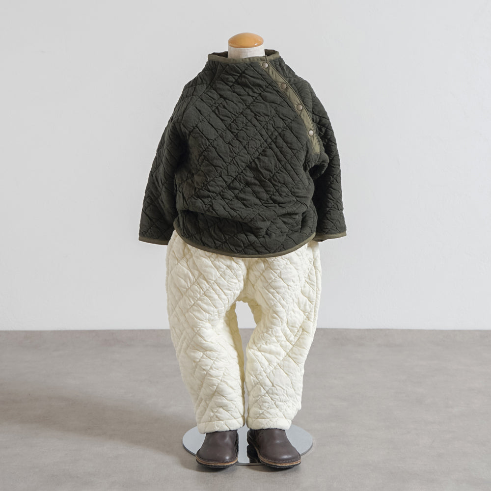 キルトモックネックトップス カーキ 80cm・90cm・100cm