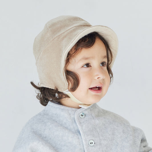 リバーシブル耳当て帽子 エクリュ S・M