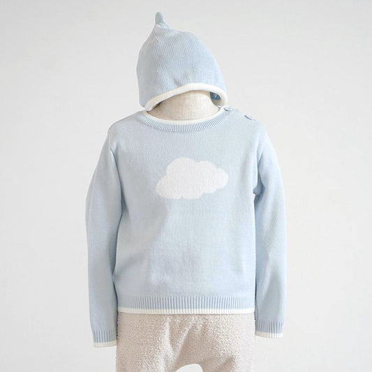 フェザーコットンcloudニットプルオーバー ブルー 80・90・100・110cm