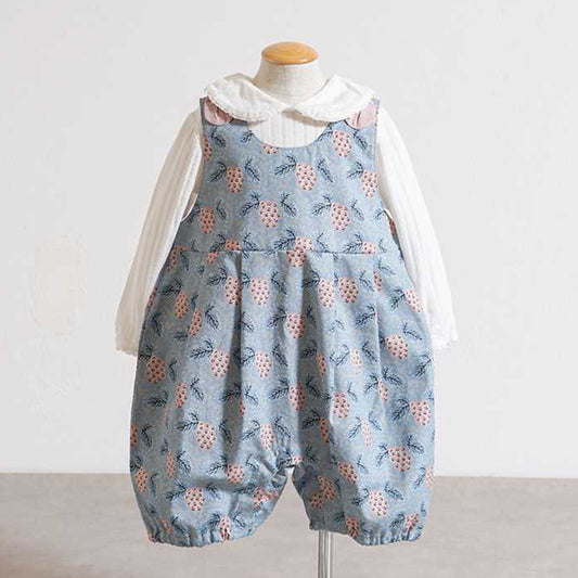 ヴァンダンジュ肩リボン サロペット ライトブルー 70-80cm・80-90cm