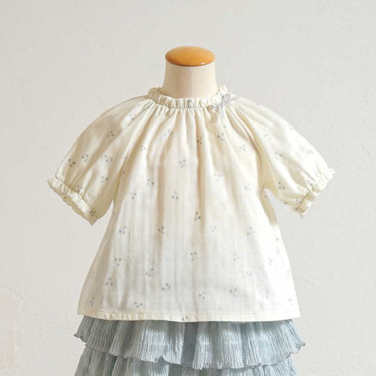チェリー ギャザー ブラウス ホワイト 80・90・100・110cm