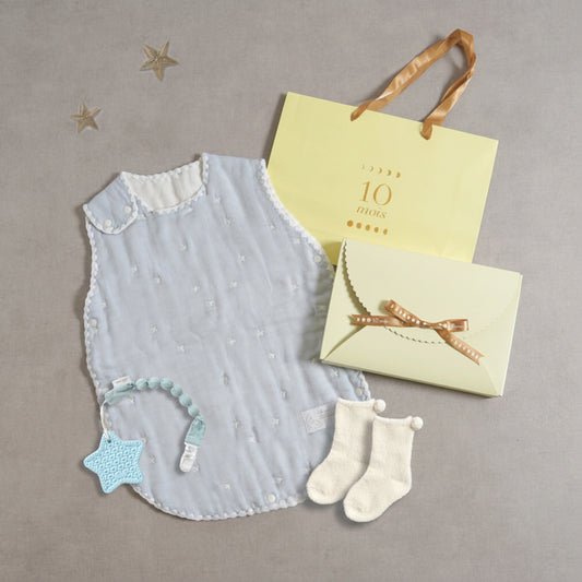 1万円ぴったり 出産祝いギフトセット ブルー/ 名入れ刺繍可 スリーパー