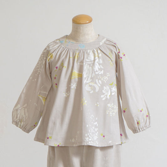 ギャザーチュニック ダルピンク(グレー地) 80cm・90cm・100cm・110cm