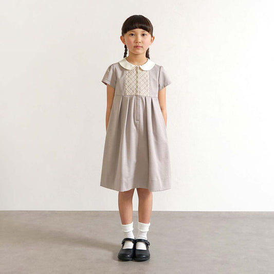 お受験服 エンブロイダリー フラワー ワンピース ベージュ 90・100・110・120cm