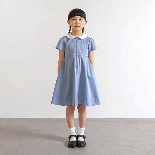 お受験服 サーキュラーフラワーワンピース サックス 90・100・110・120cm