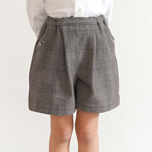 【予約】お受験服 フラワー刺繍キュロット ベージュブラウン 90・100・110・120cm