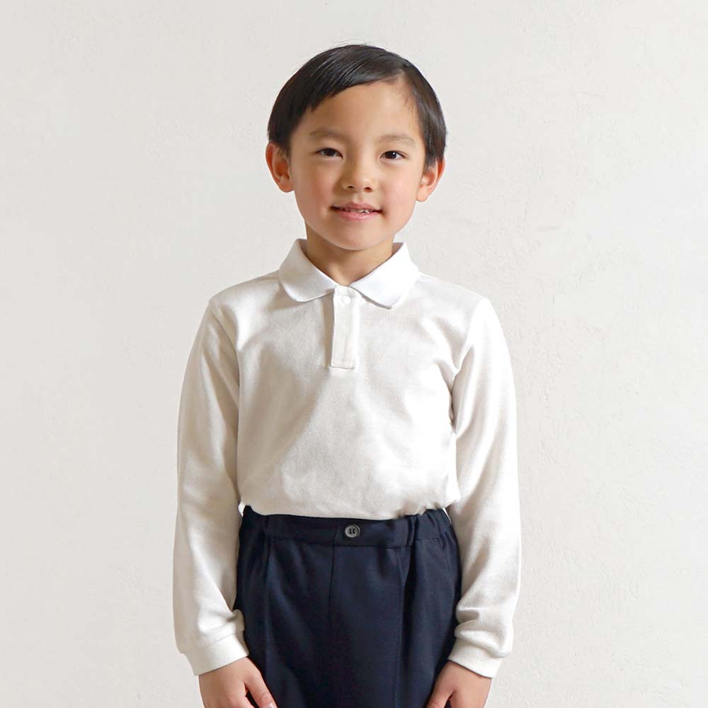 お受験服 長袖ポロシャツ ホワイト 90cm・100cm・110cm・120cm
