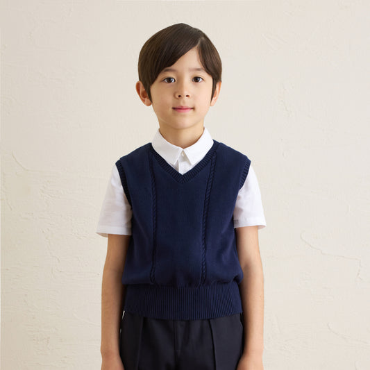 お受験服 Vネックベスト ネイビー 90cm・100cm・110cm・120cm