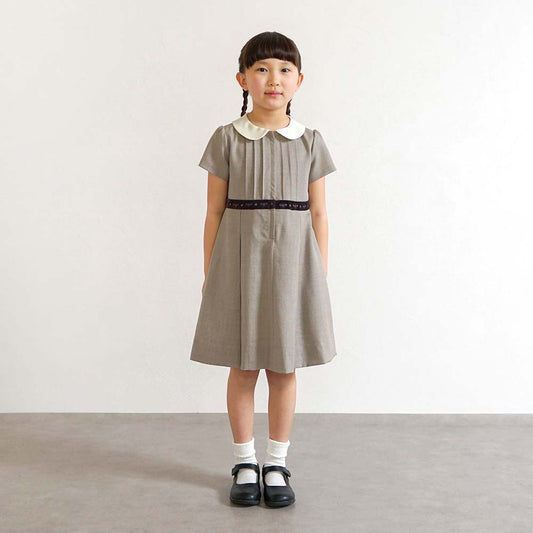 お受験服 ボックスプリーツワンピース ベージュ 100cm・110cm・120cm
