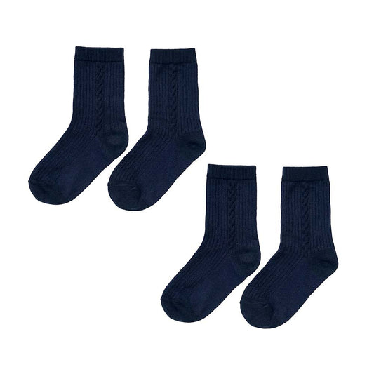お受験 クルーソックス ネイビー 2足セット 14-16・16-18・18-20cm