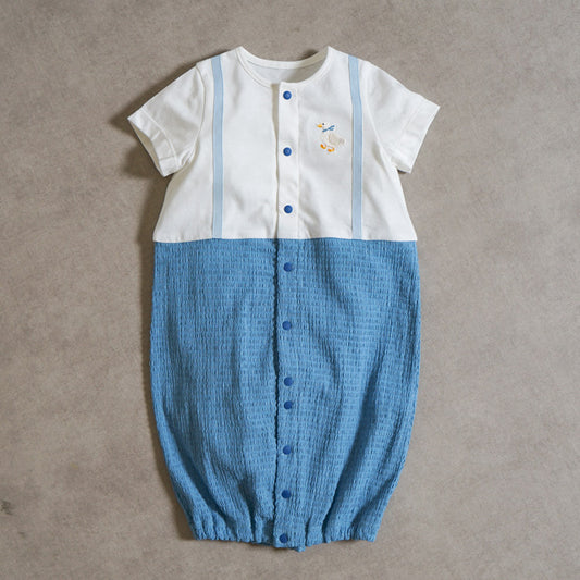 アヒル刺繍2wayドレス ライトブルー 50-70cm / ツーウェイオール