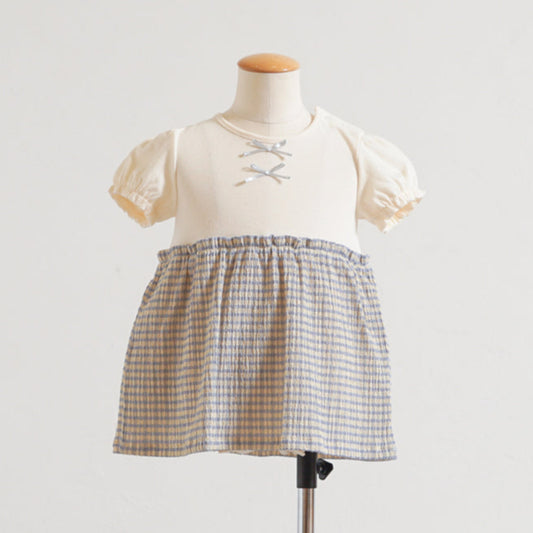 ギンガムリボンボディオール ライトブルー 70・80cm