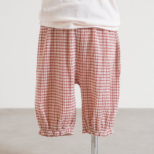 雲ポケットギンガムチェックバルーンパンツ ピンク 70-80・80-90・90-100・100-110cm