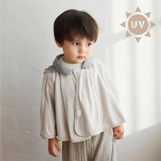 【今季分完売】UVカット ベビーマント グレー (新生児~100cm頃まで)