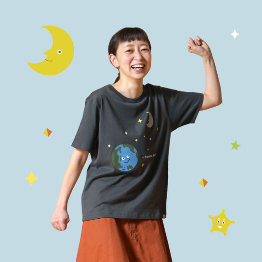 tupera tupera 親子Tシャツ(大人) チャコール Mサイズ / 大人服