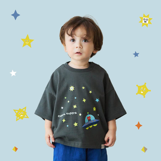tupera tupera 親子Tシャツ(キッズ) チャコール 80-90cm