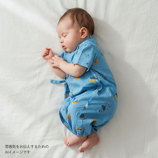 tupera tupera 甚平2wayドレス ブルー 50-70cm / ツーウェイオール