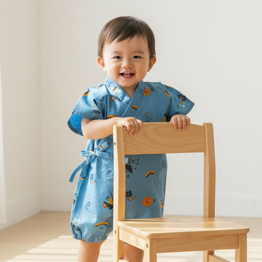 tupera tupera 甚平オール ブルー 70-80cm