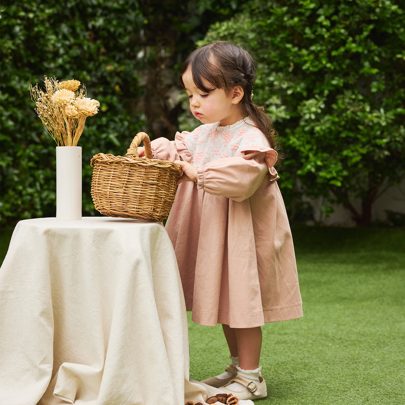 木の実刺繍ワンピース ピンク 80・90・100・110cm