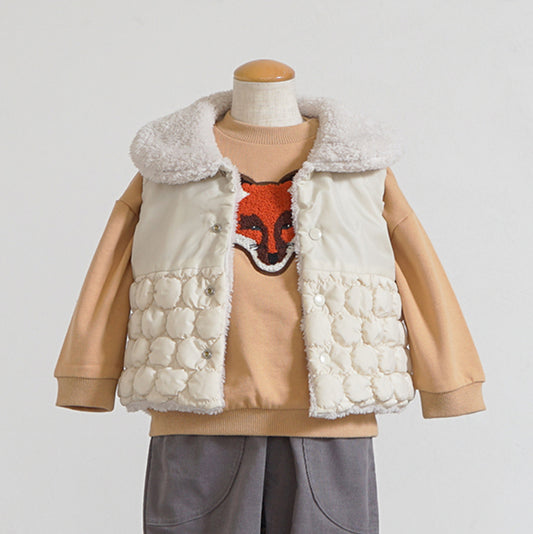 リバーシブルぽこぽこベスト アイボリー 70-90cm・90-110cm