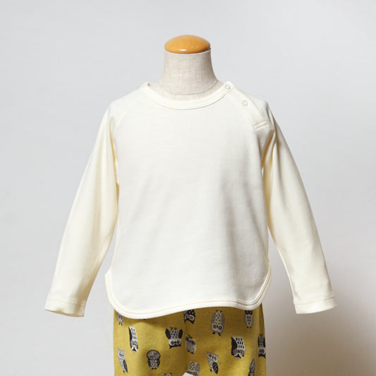 フクロウ肘パッチ長袖Tシャツ アイボリー 80・90・100・110cm