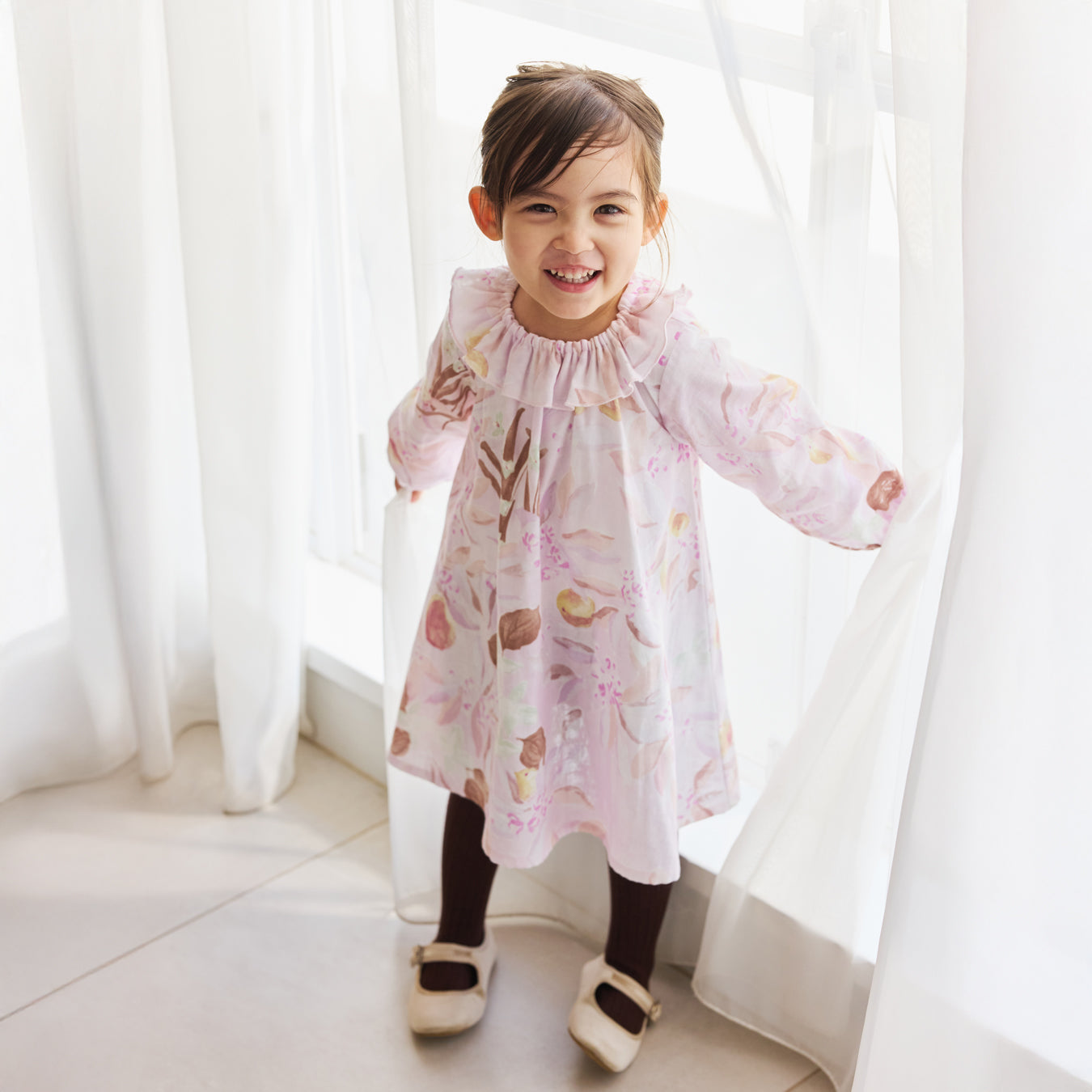 フリル襟ワンピース ライラック 80・90・100cm