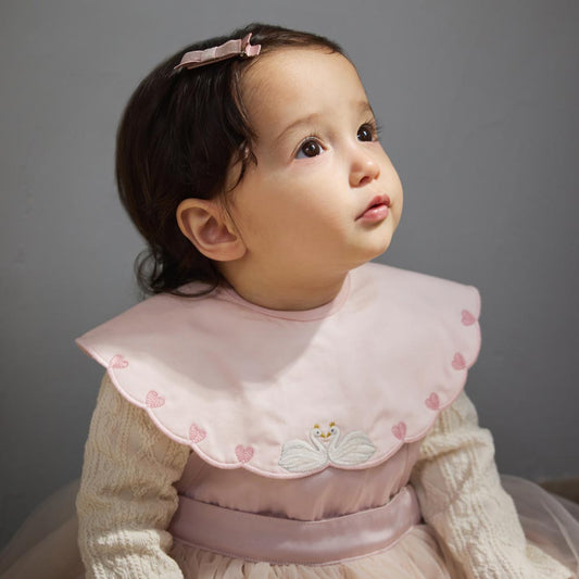 刺繍スタイ スワン×ハート