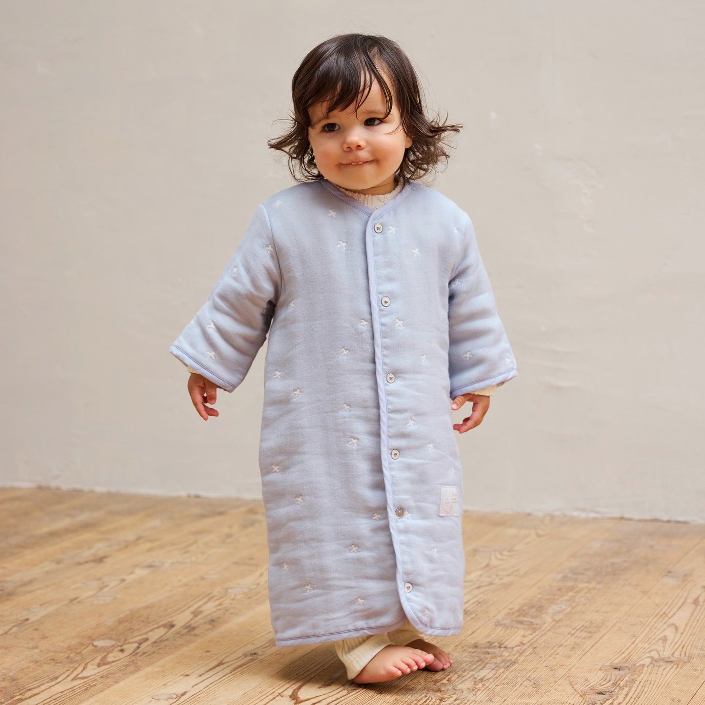 6wayスリーパーmini パウダーブルー ふくふくガーゼ(6重ガーゼ) / 名入れ刺繍可