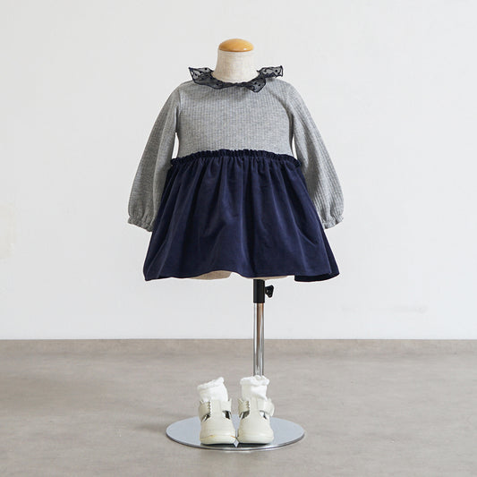 DOTフリルカラーボディオール ネイビー 70・80cm