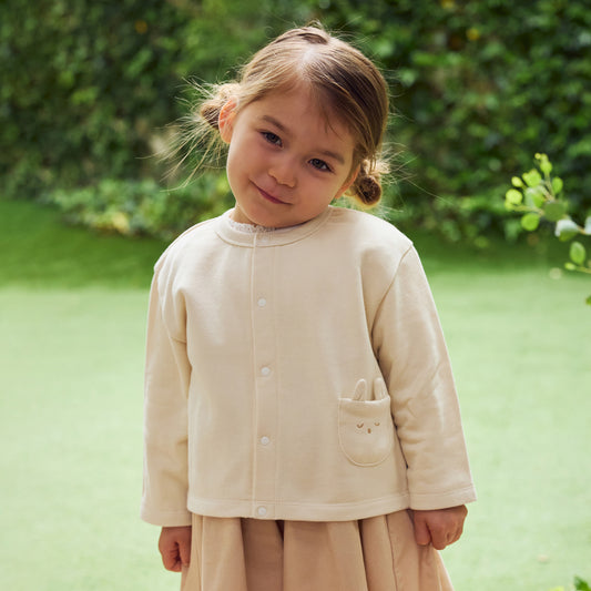 裏毛カーディガン アイボリー 70-80・80-90・90-100cm