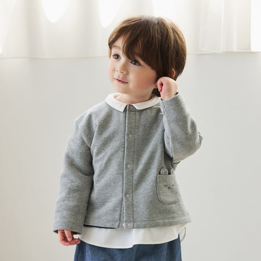 裏毛カーディガン グレー 70-80・80-90・90-100cm