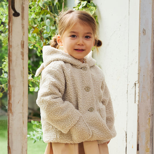 ボアうさぎ耳コート アイボリー 70-80・80-90・90-100・100-110cm