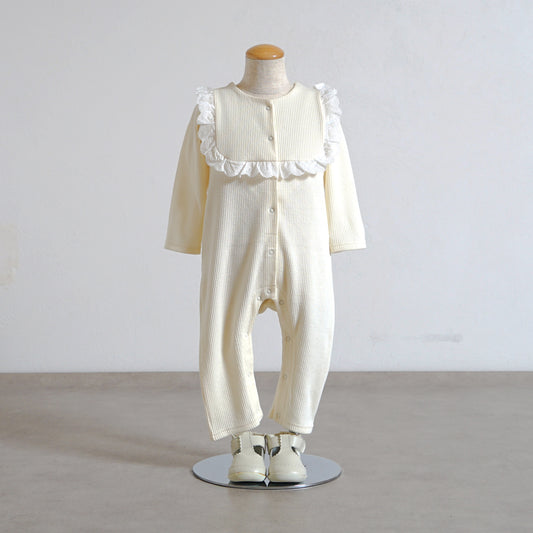 フリルレースロンパース ミルク 70・80cm